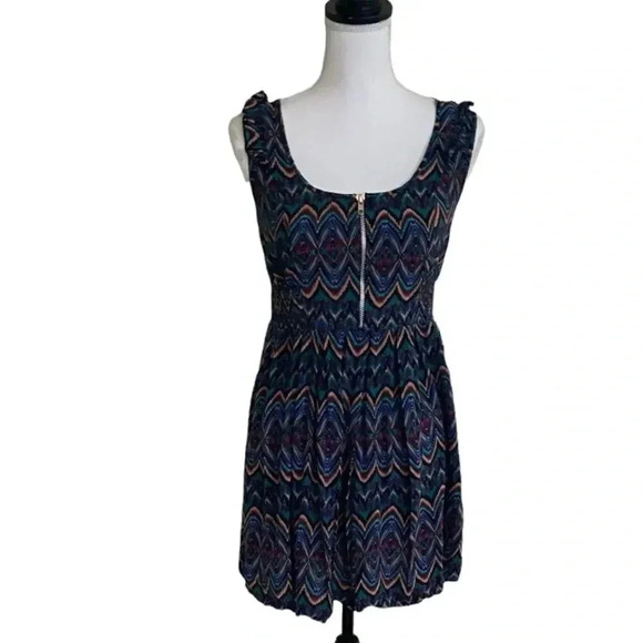 Kirra front zip multicolored mini dress EUC size M - Picture 1 of 9